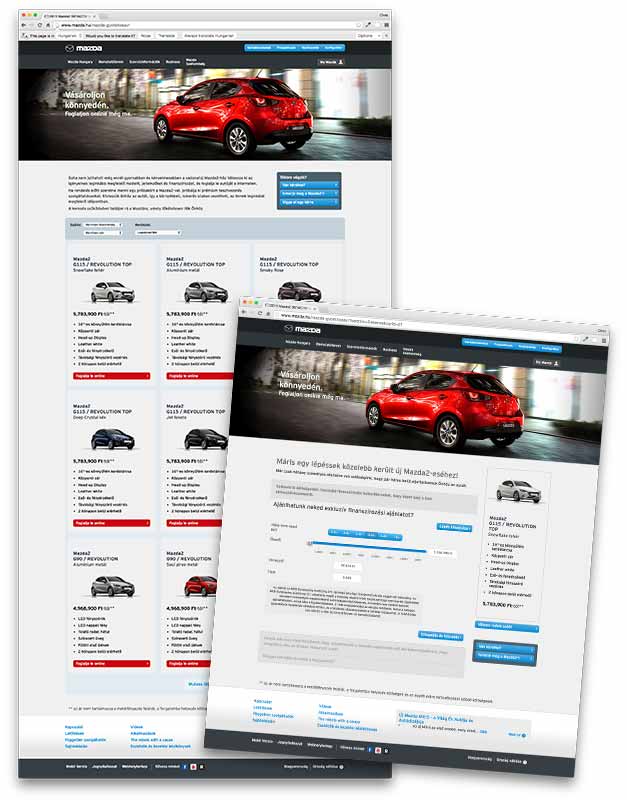 High fidelity Mazda website designs